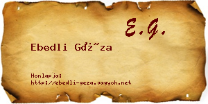 Ebedli Géza névjegykártya